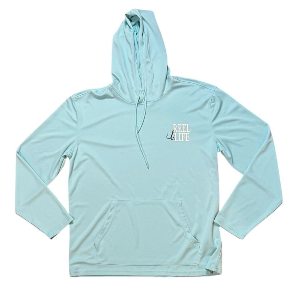Reel Life Destin Heathered Pullover Hoodie Mens Sea Foam Green Size M - Picture 2 of 5